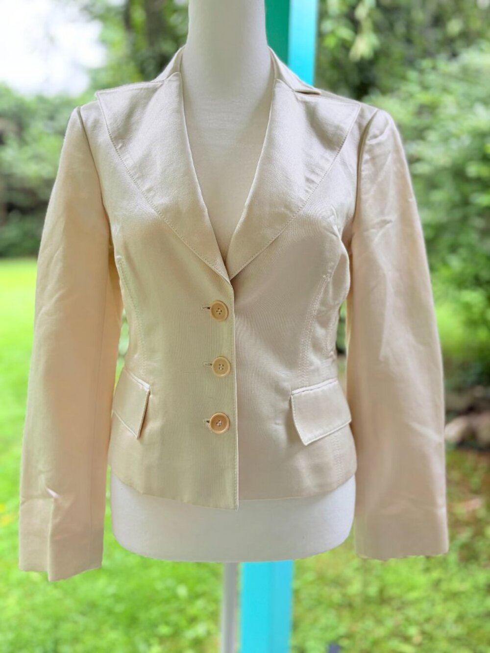 Kulson Of Italy Gold Cream Luxury Silk Blend Blazer Jacket Size 40/M